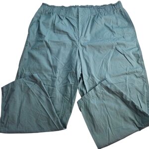 A New Day 1X Green Paperbag Cotton Ankle Elastic Waist Pants AX-1896